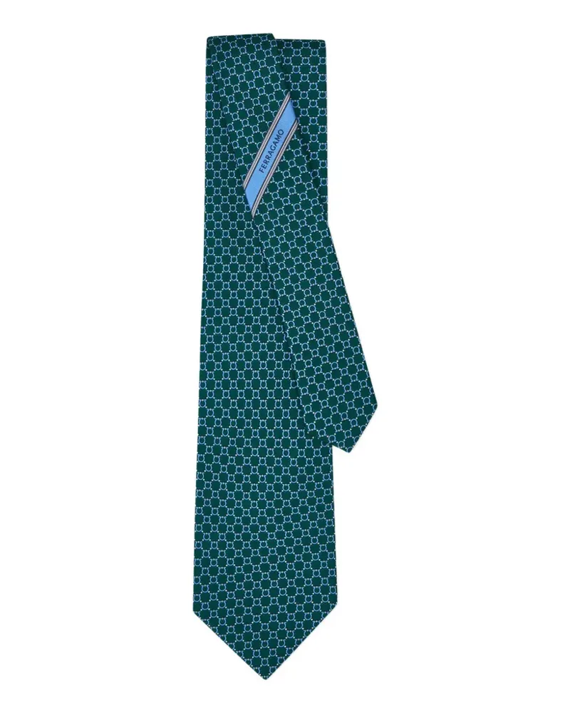 Ferragamo Seidenkrawatte mit Gancini-Print - Grün Grün