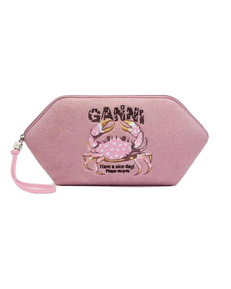 Ganni crab-embroidered bikini pouch - Rosa Rosa