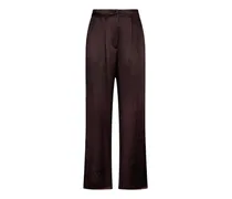 Satinhose mit Schlitzen - Braun