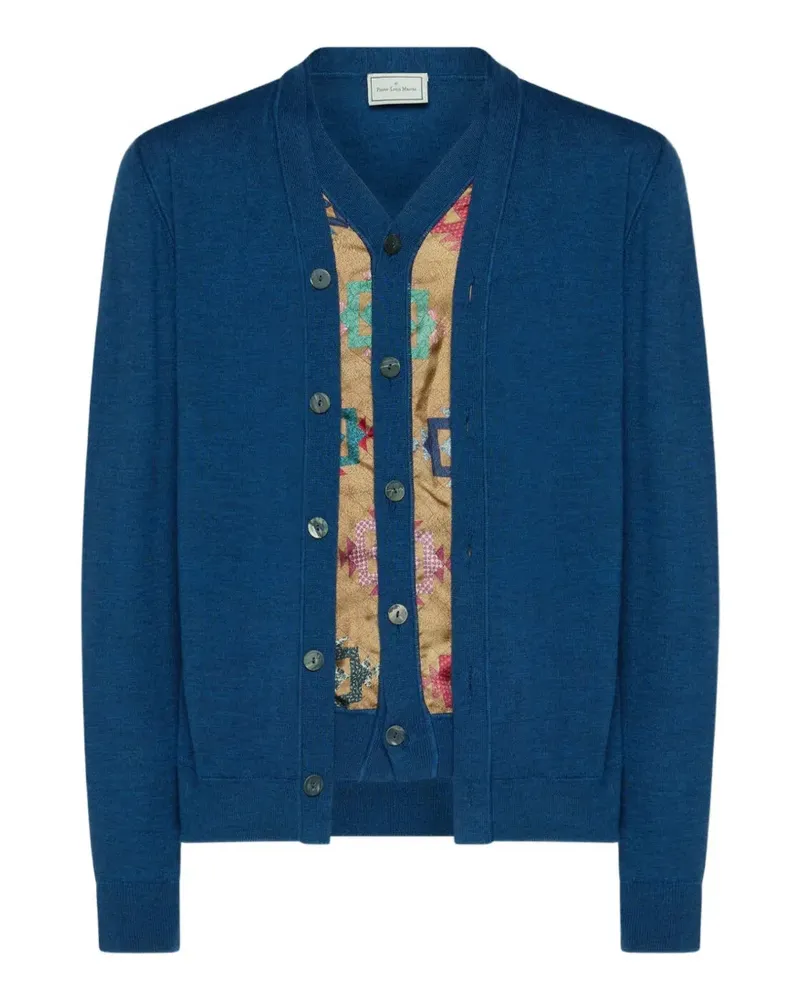 Pierre-Louis Mascia Tricot Cardigan mit Tapisserie-Einsatz - Blau Blau
