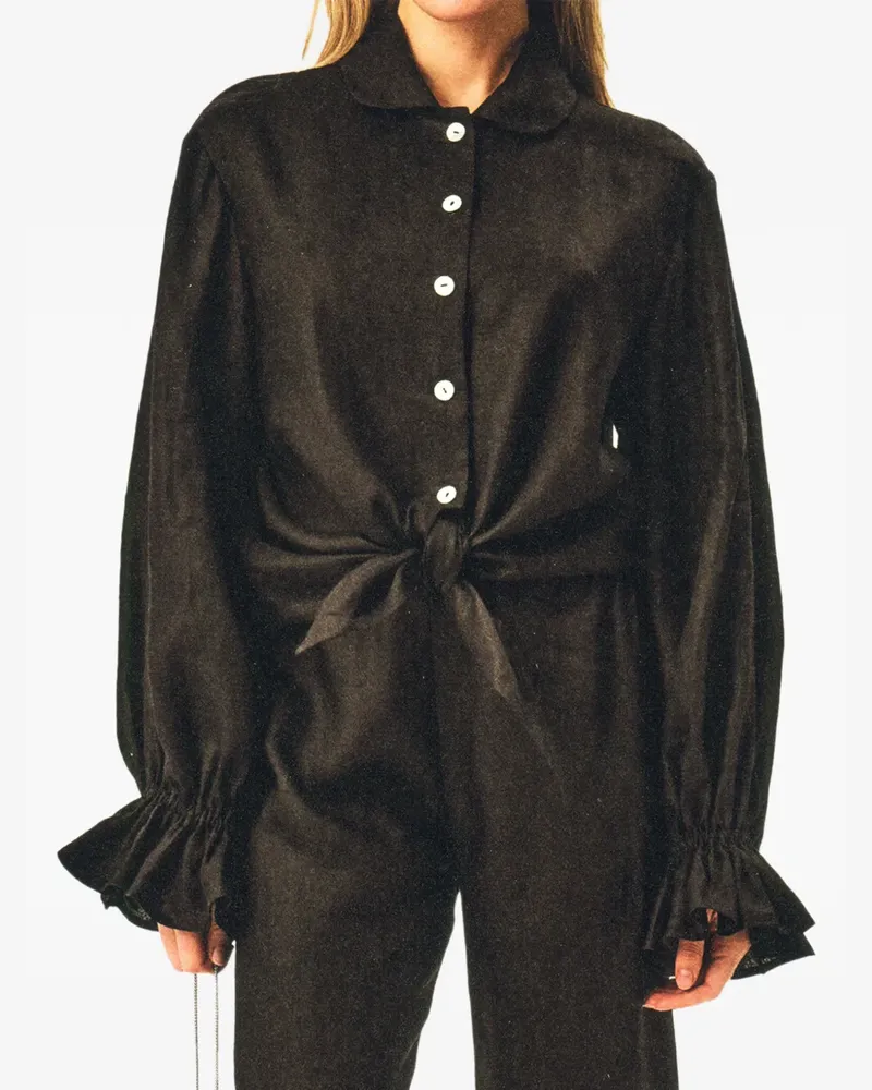 SLEEPER Rumba ruffled-trim tie-front lounge set - Schwarz Schwarz