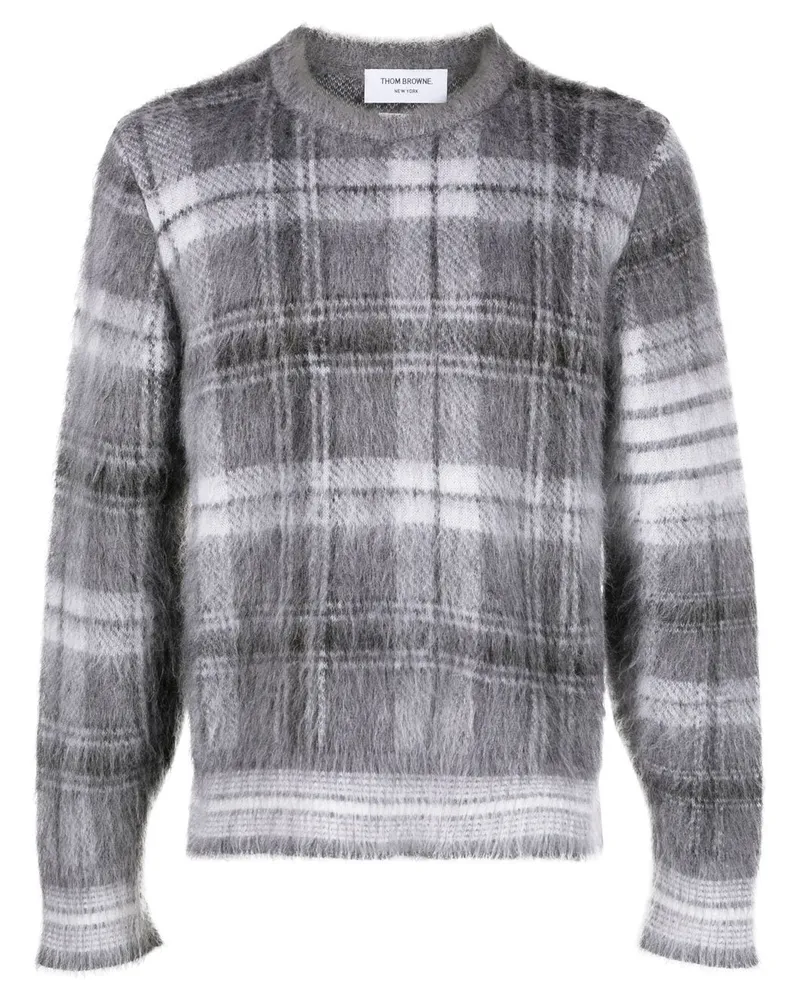 Thom Browne Sweatshirt mit Logo-Streifen Grau