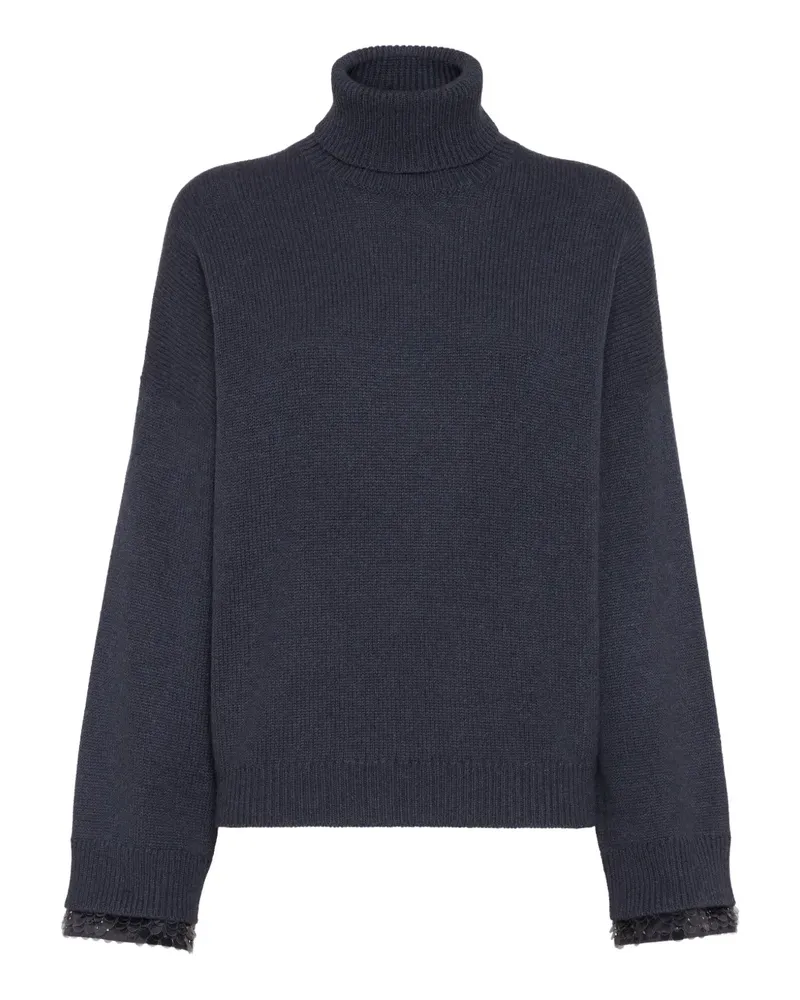 Brunello Cucinelli Rollkragenpullover mit Pailletten - Blau Blau