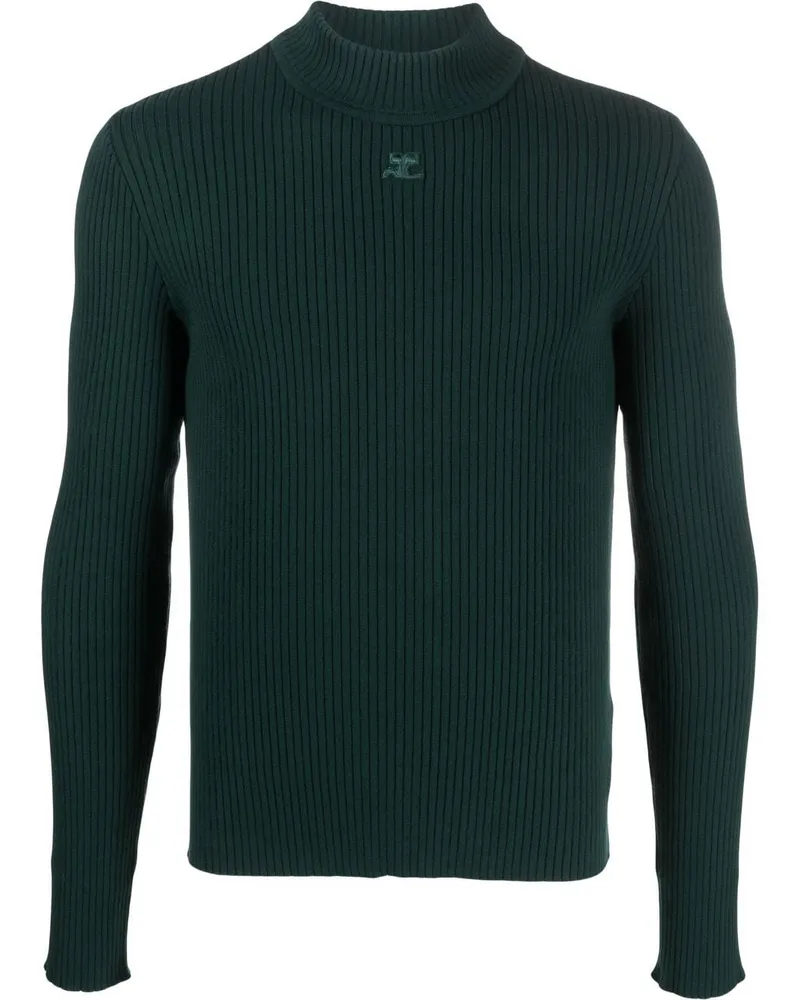 Courrèges Gerippter Strickpullover - Grün Grün