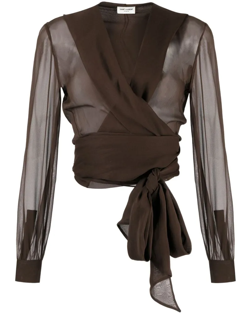 Saint Laurent Bluse aus Bio-Seide mit Kapuze - Braun Braun
