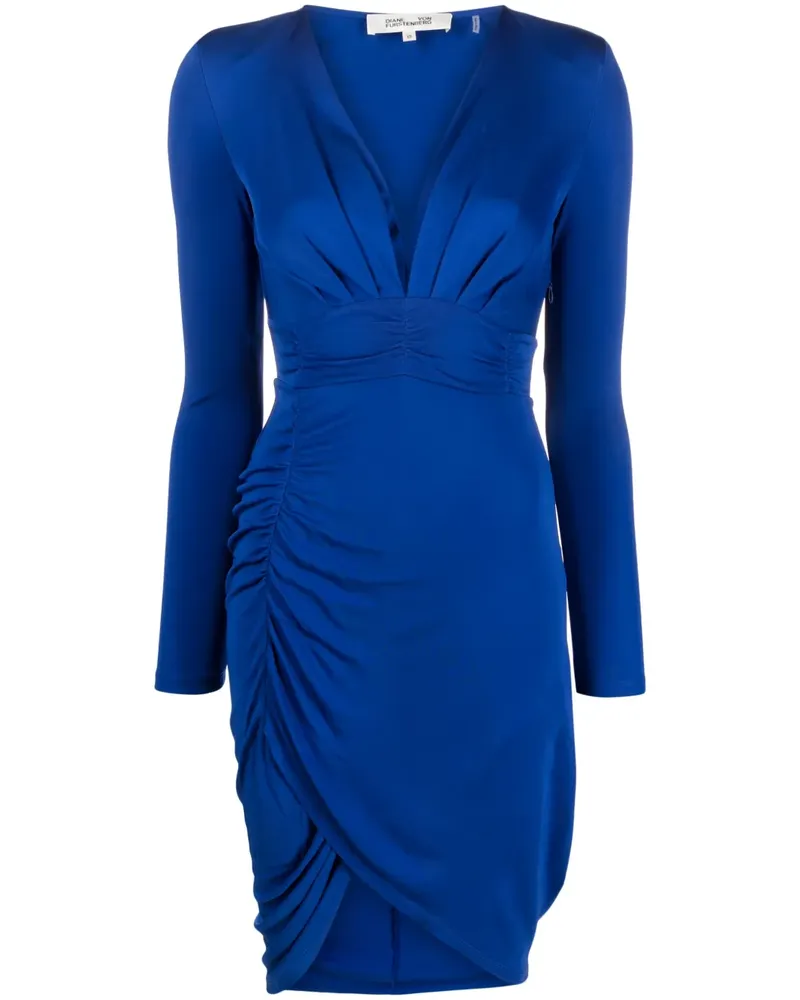 Diane von Furstenberg Gerafftes Kleid mit V-Ausschnitt - Blau Blau