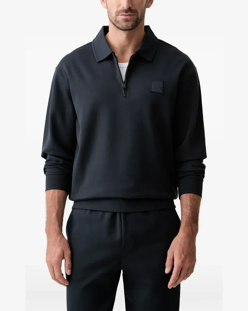 JOOP! logo-patch quarter-zip sweater - Blau Blau