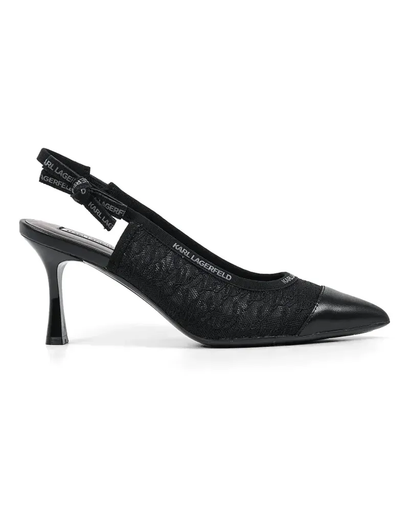 Karl Lagerfeld lace-panelled slingback pumps - Schwarz Schwarz