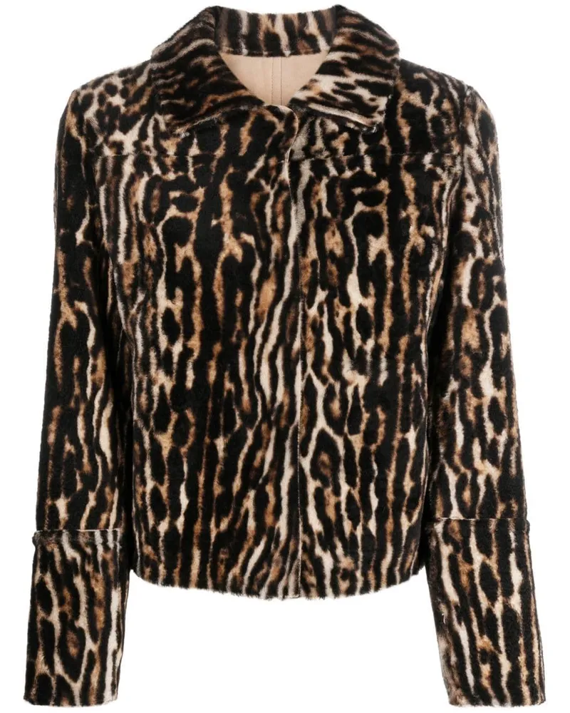 Yves Salomon Shearling-Jacke mit Leoparden-Print - Braun Braun