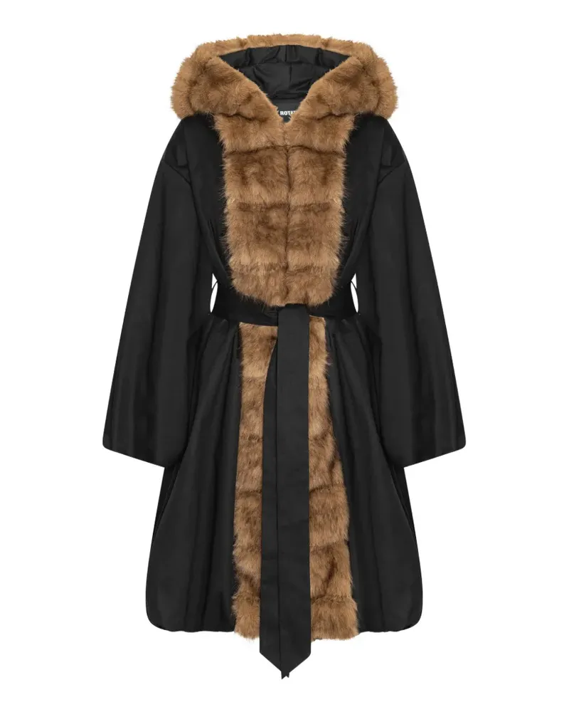 ROTATE Birger Christensen Mantel mit Faux-Fur-Kragen - Schwarz Schwarz