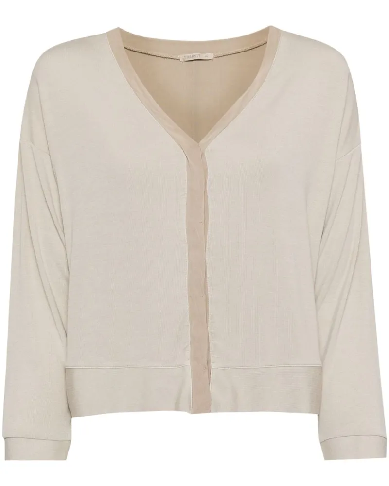 TRANSIT Cardigan aus dualem Stoff Nude