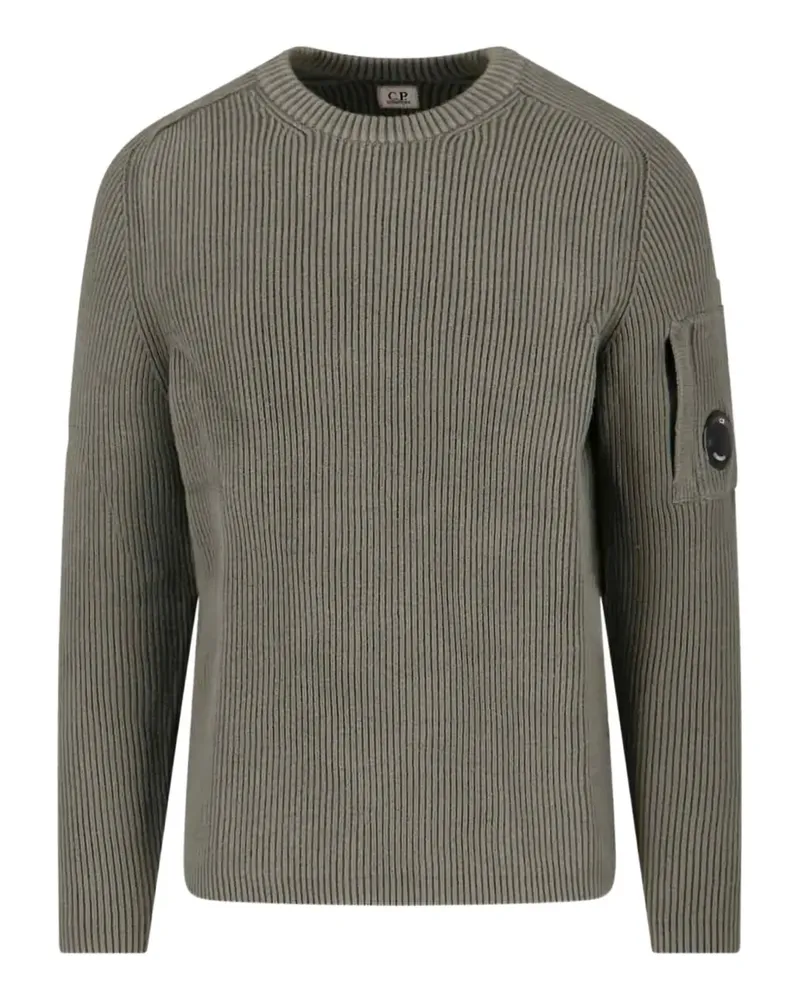 C.P. Company Gerippter Pullover mit Linsen-Detail - Grau Grau