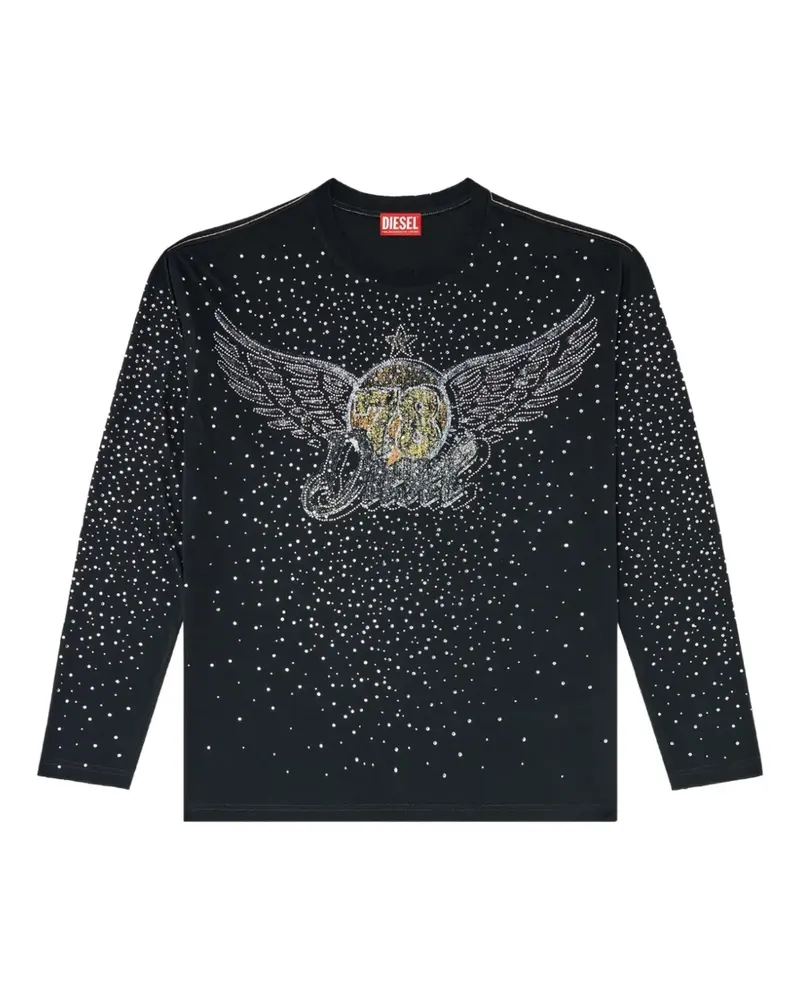 Diesel Langarmshirt mit Strass - Schwarz Schwarz