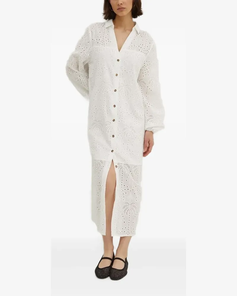 Never Fully Dressed Hemdkleid mit Ösenstickerei - Weiß Weiß