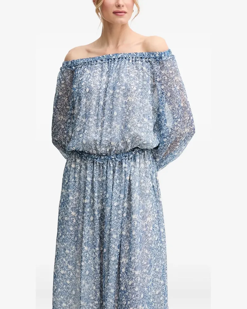 Max Mara Schulterfreies Maxikleid mit Blumen-Print - Blau Blau
