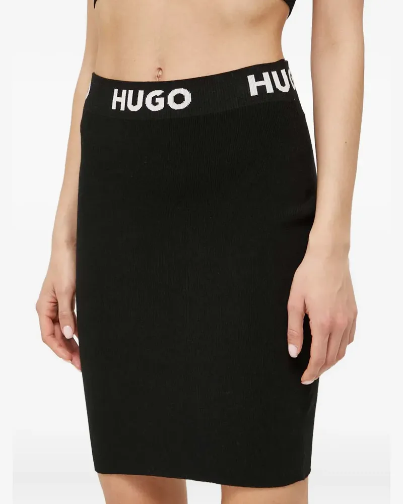 HUGO BOSS Minirock mit Logo-Bund - Schwarz Schwarz