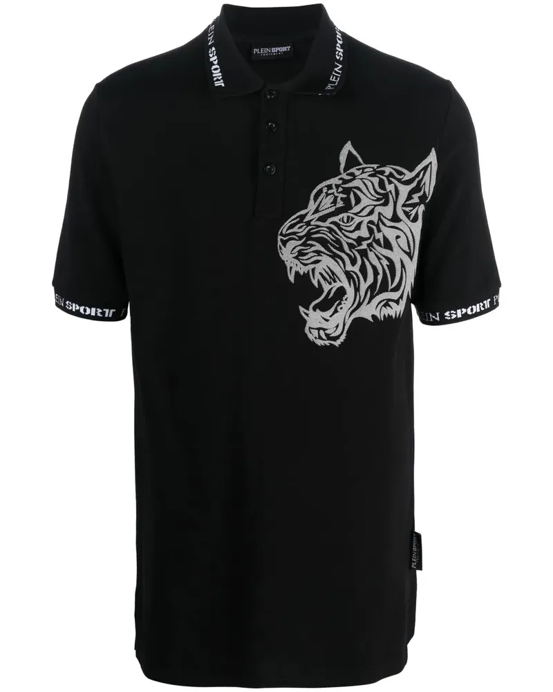 Philipp Plein Poloshirt mit Tiger-Motiv - Schwarz Schwarz