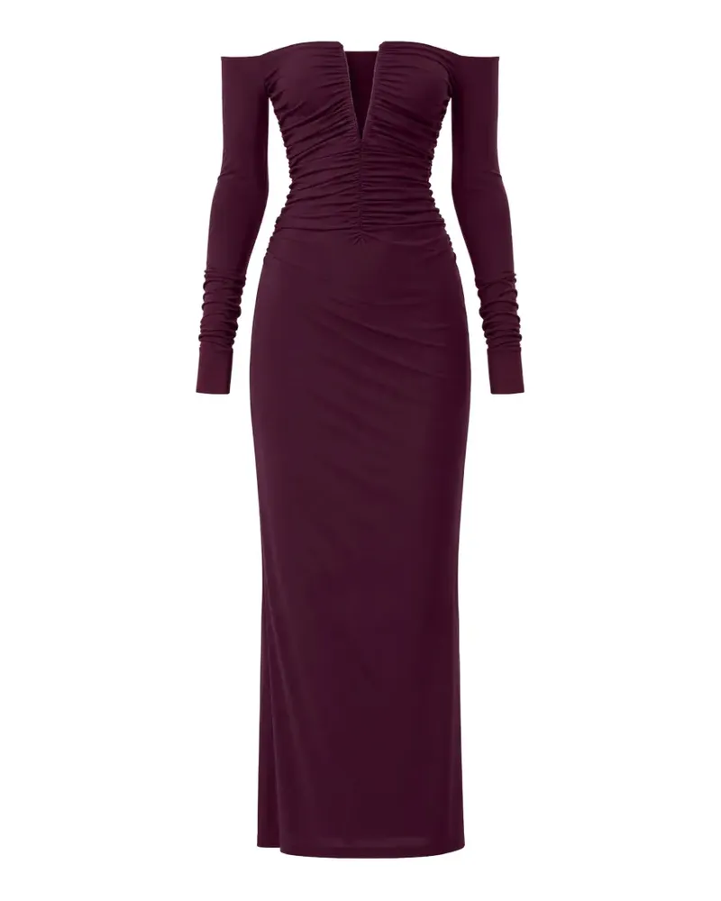 Amazuìn Schulterfreies Noemi Kleid mit Raffungen - Violett Violett