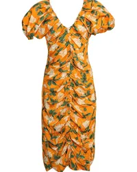 AGUA BENDITA Gerafftes Kleid mit Blumen-Print Orange