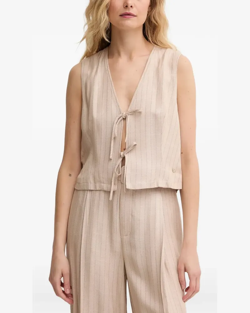 Mos Mosh MMElva Inah striped V-neck vest - Nude Nude