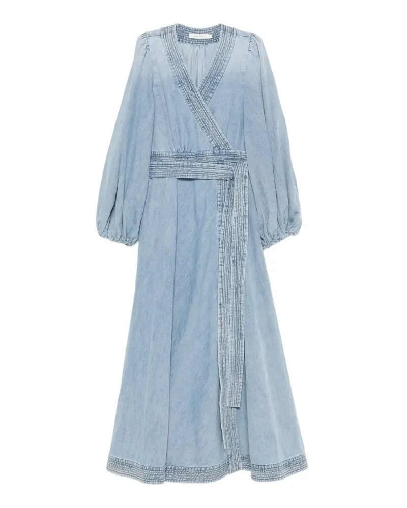 Zimmermann midi Indra belted wrap dress - Blau Blau