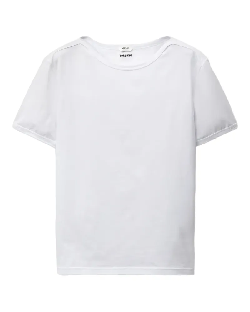Versace T-Shirt mit Logo-Stickerei - Weiß Weiß