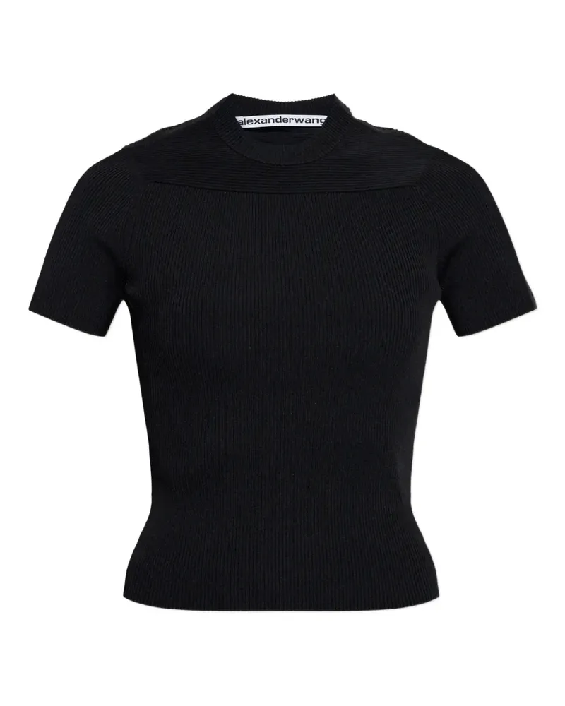 Alexander Wang ribbed logo-embroidered T-shirt - Schwarz Schwarz
