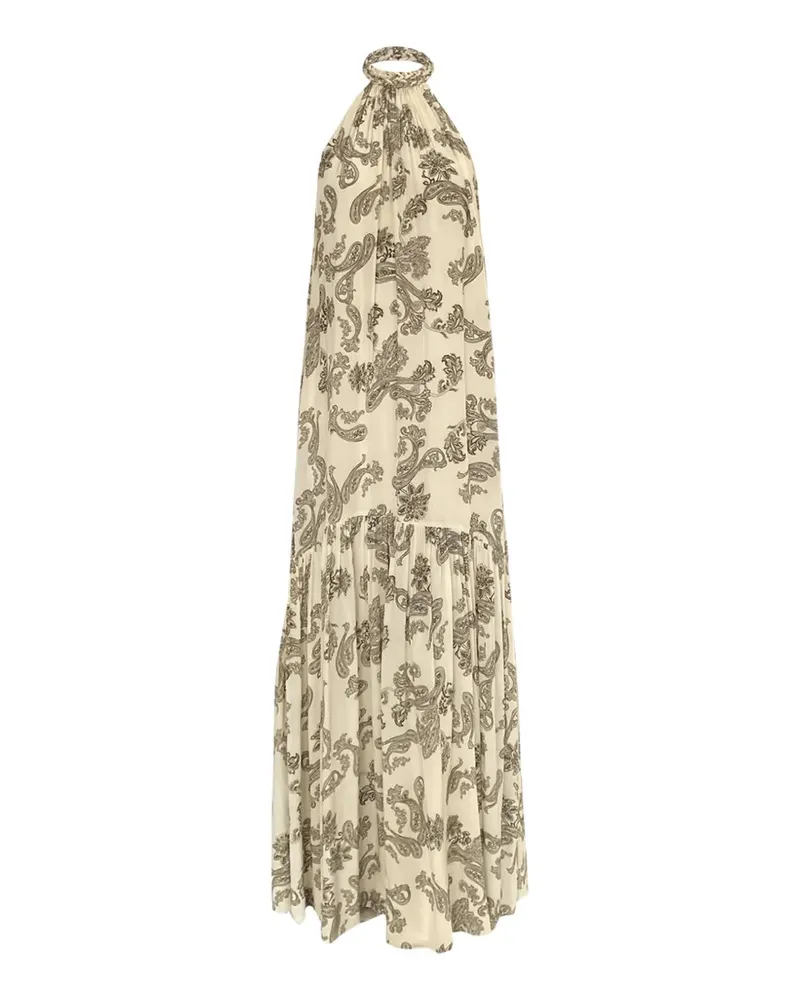 Hemant & Nandita paisley-print halterneck maxi dress - Nude Nude