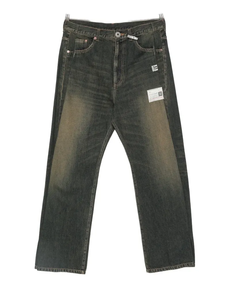 MIHARAYASUHIRO logo-patch buttoned jeans - Blau Blau