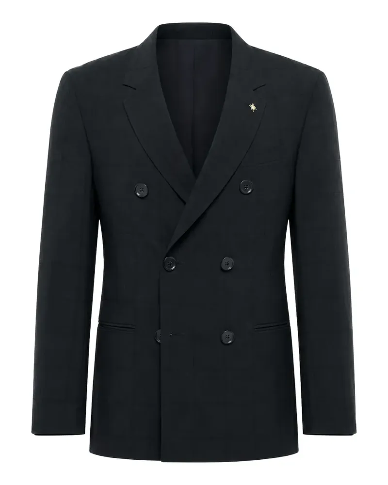 Corneliani double-breasted checked blazer - Blau Blau