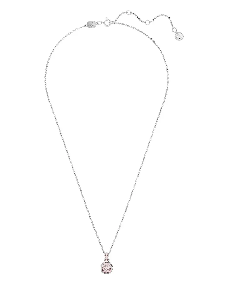 Swarovski Birthstone Halskette mit eckigem Anhänger - Rosa Rosa