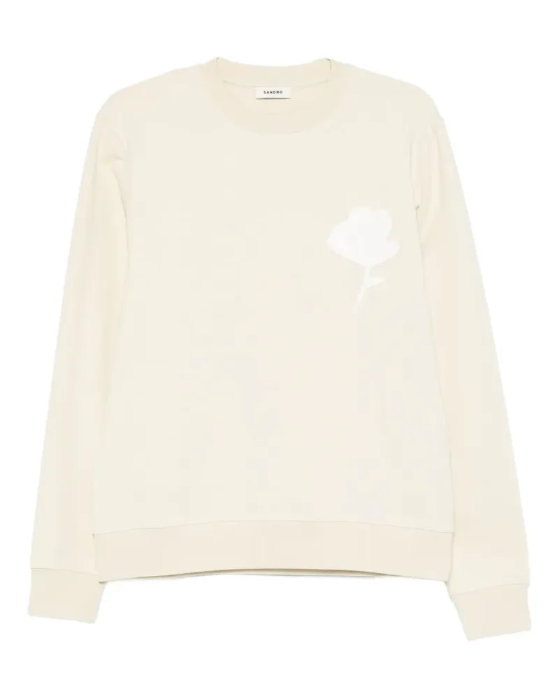 Sandro Sweatshirt mit Blumenapplikation - Nude Nude