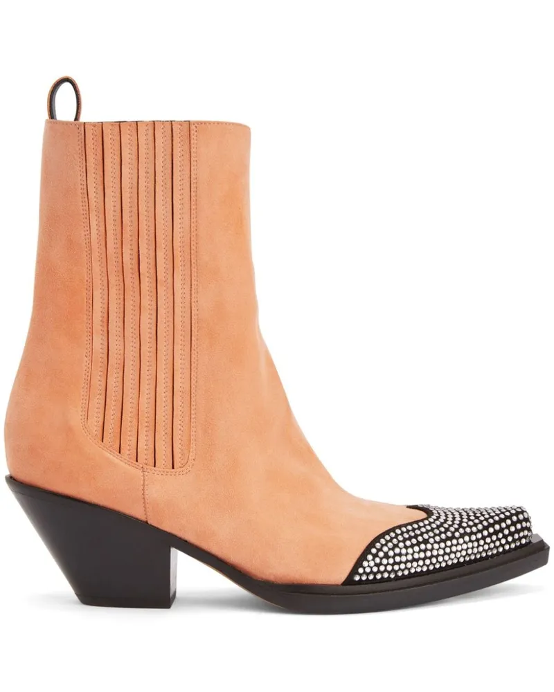 Alexandre Vauthier Wildlederstiefeletten mit Nieten Braun