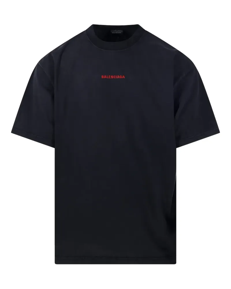 Balenciaga logo-embroidered T-shirt - Schwarz Schwarz
