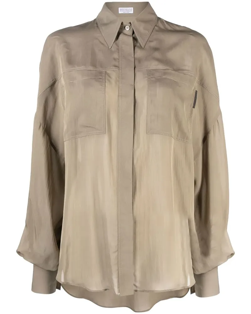 Brunello Cucinelli Semi-transparentes Oberteil - Grün Grün