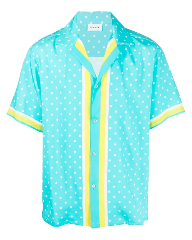 P.A.R.O.S.H. P.A.R.O H. Seidenhemd mit Polka Dots - Blau Blau