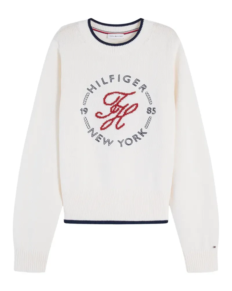 Tommy Hilfiger logo-embroidered crew-neck sweater - Weiß Weiß