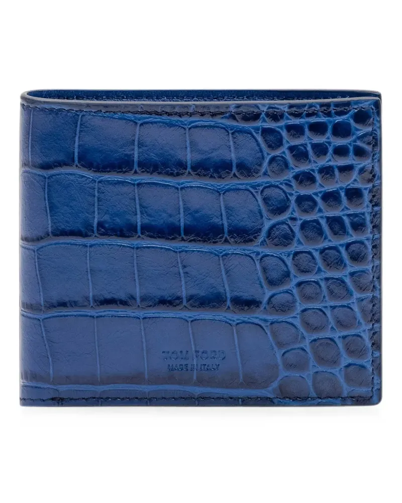 Tom Ford Portemonnaie mit Kroko-Optik - Blau Blau