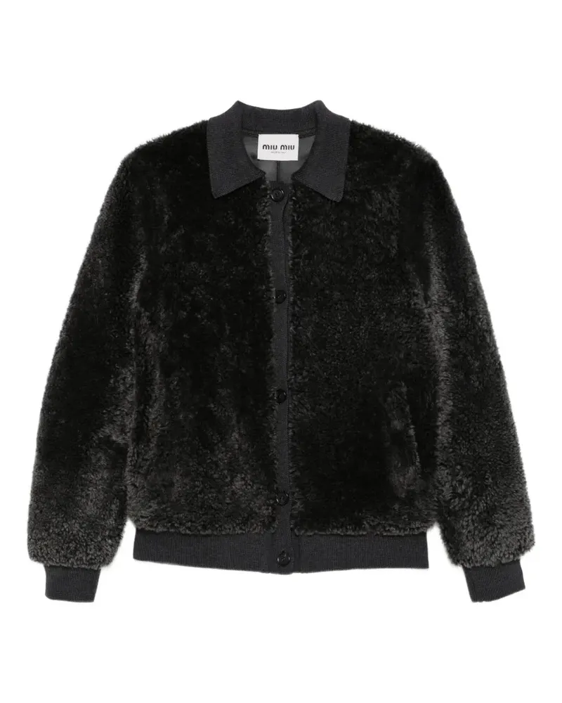 Miu Miu Jacke mit Shearling-Finish - Grau Grau