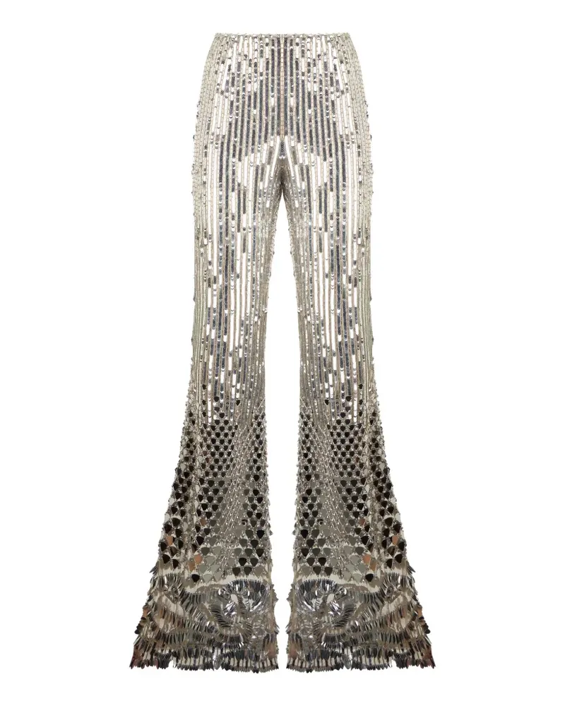 Alberta Ferretti sequin-embellished flared trousers - Silber Silber