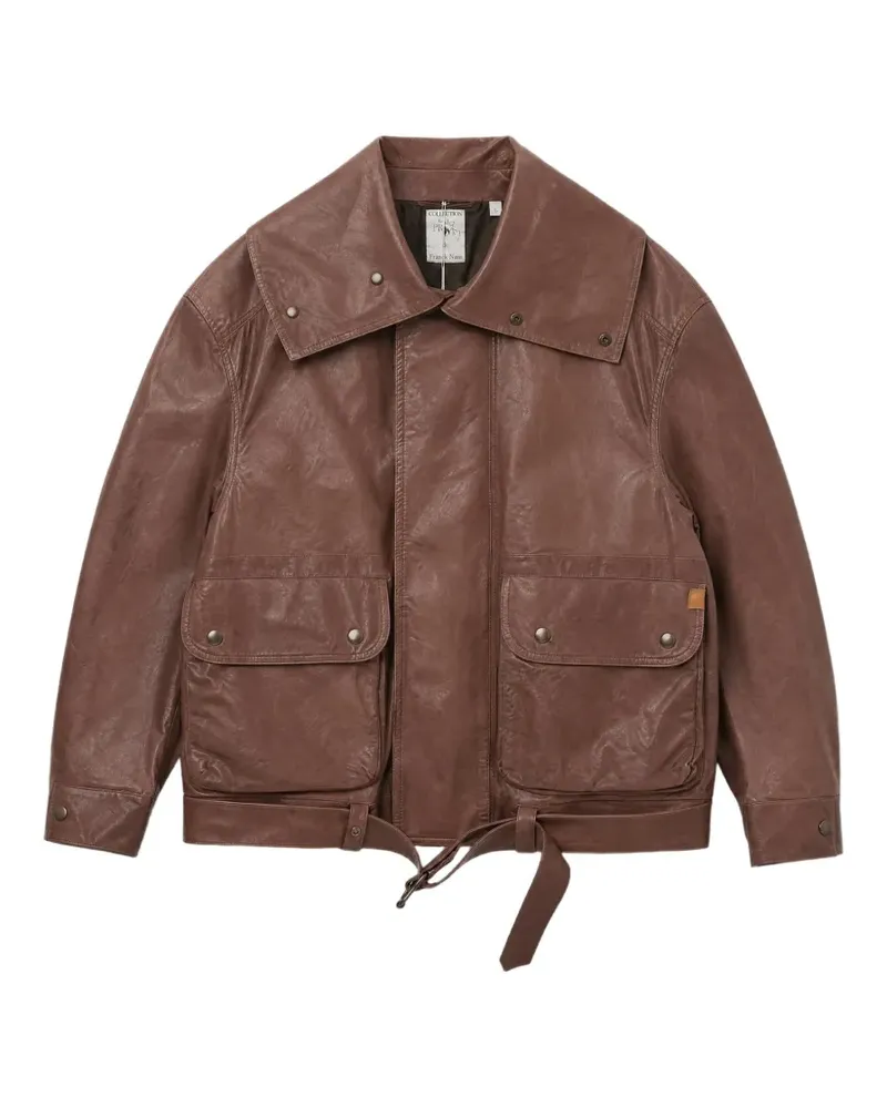 Calvin Klein Isa belted leather jacket - Braun Braun