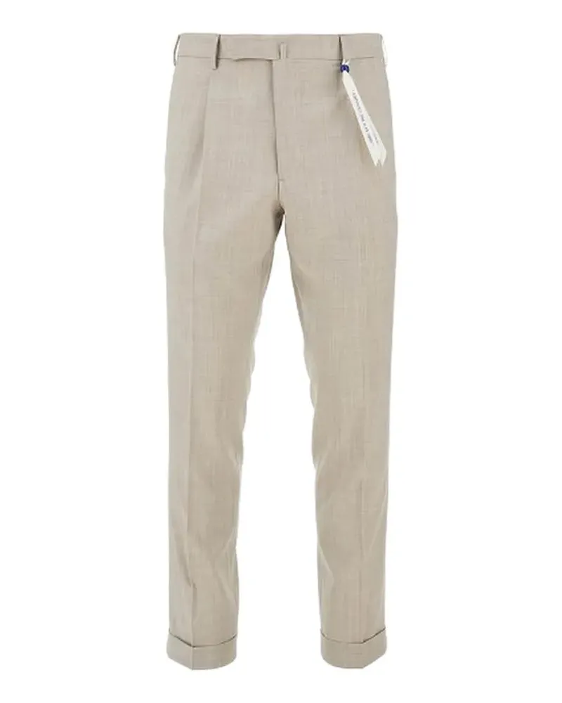 Biagio Santaniello textured turn-up trousers - Nude Nude