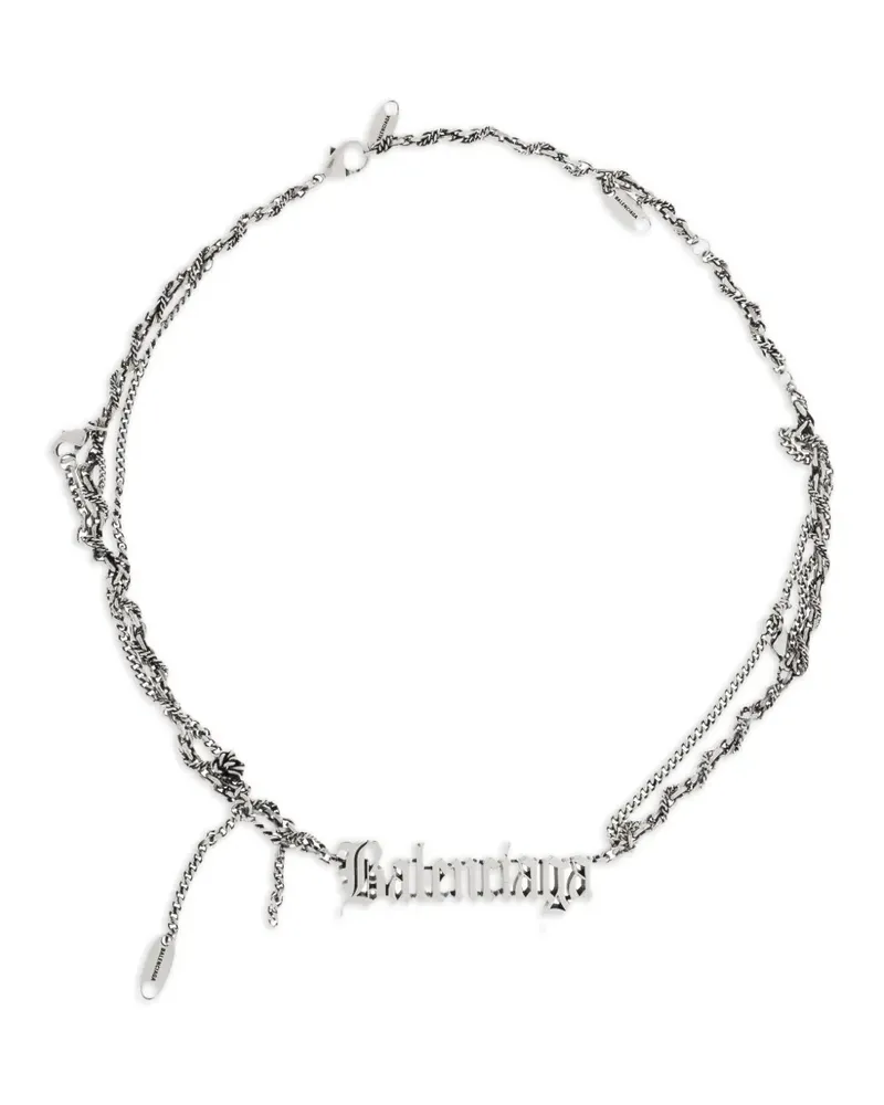 Balenciaga Typo Destroyed Halskette mit Logo-Anhänger - Silber Silber