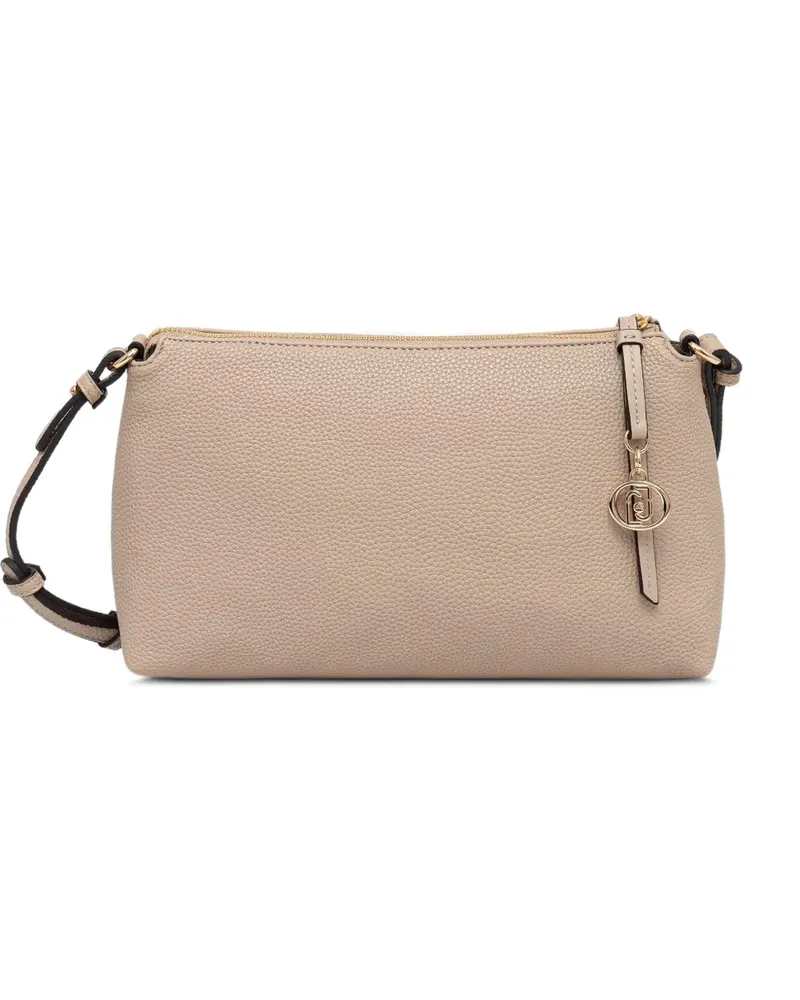 Liu Jo logo-charm pebbled-effect shoulder bag - Nude Nude