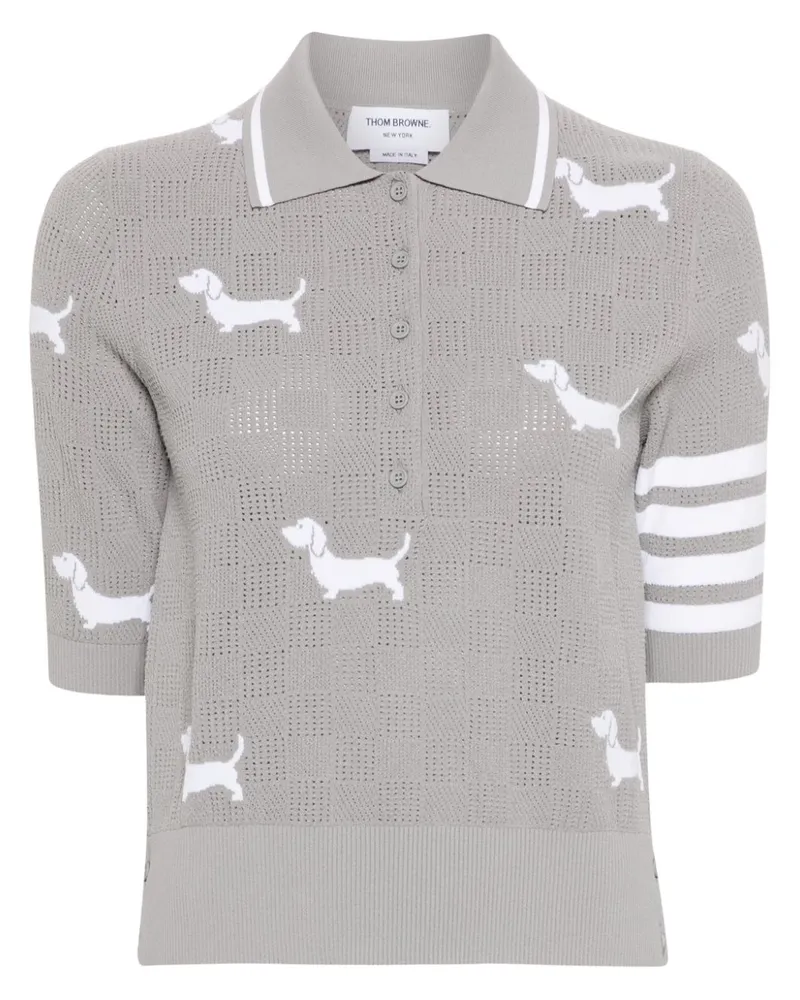 Thom Browne Hector Poloshirt in Intarsienstrick - Grau Grau