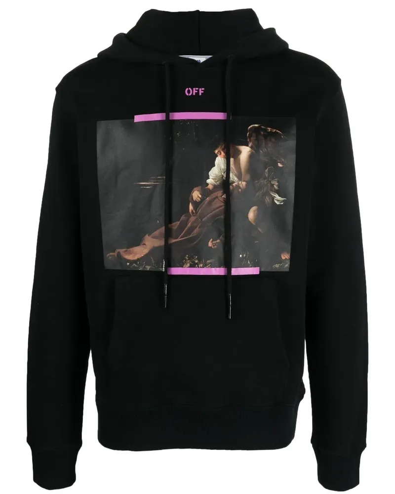 OFF-WHITE Hoodie mit Caravaggio-Print - Schwarz Schwarz
