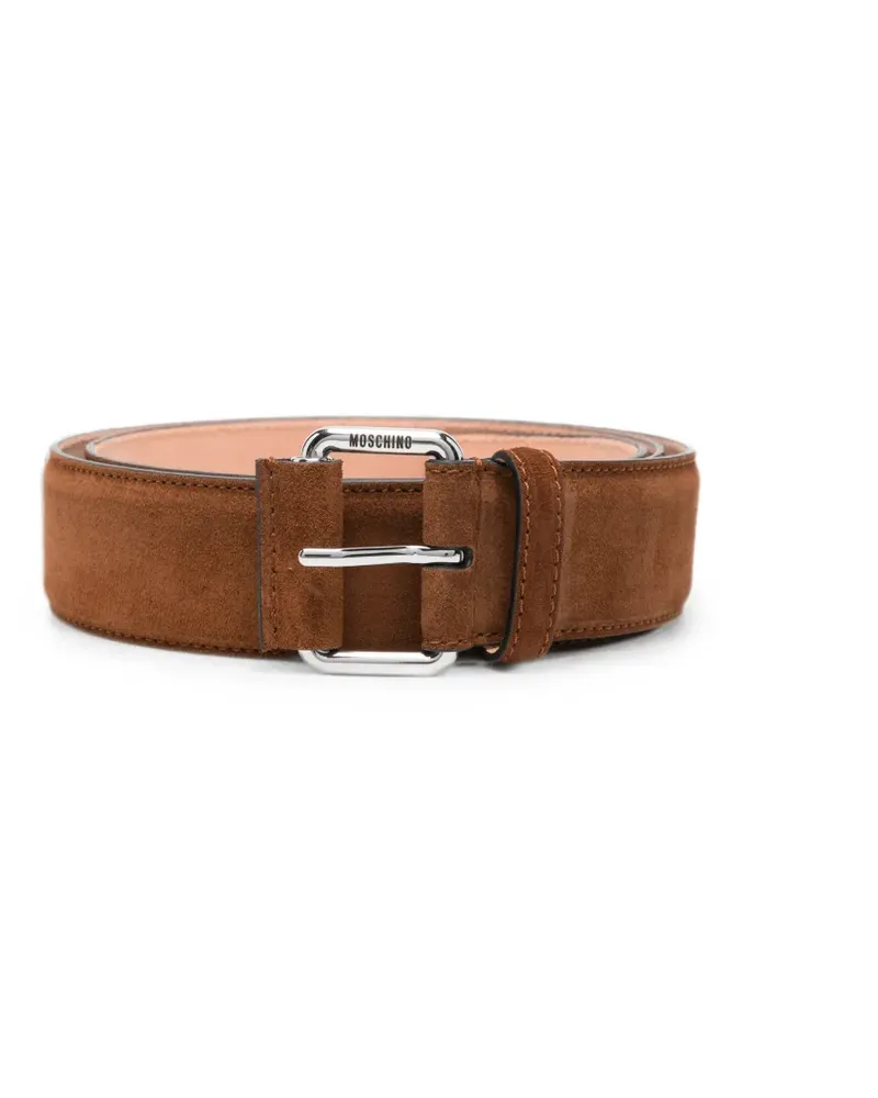 Moschino logo-engraved belt - Braun Braun
