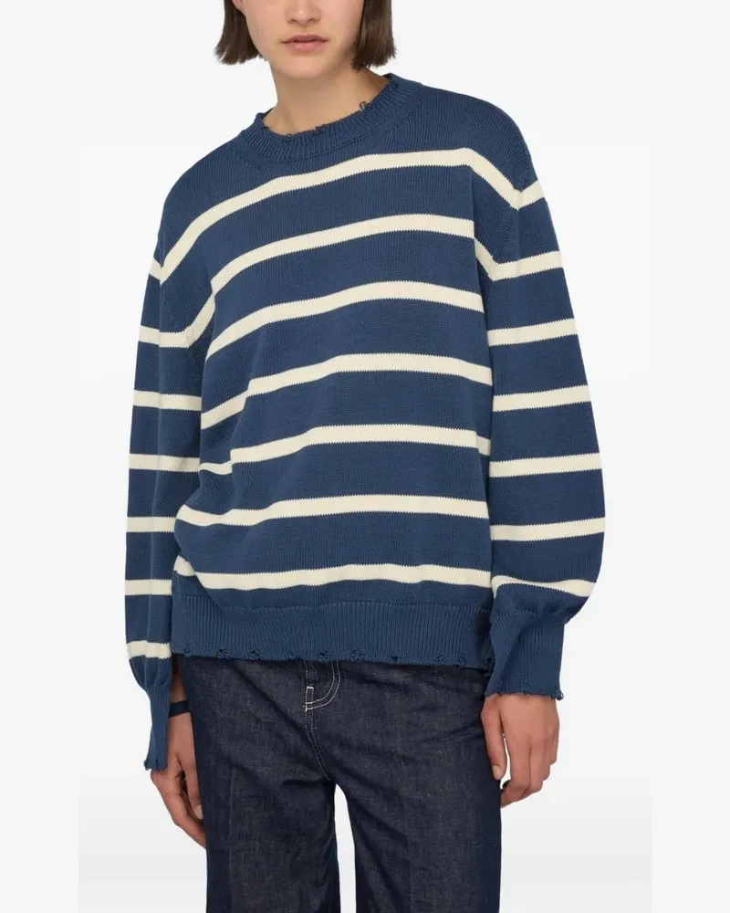 Semicouture Beatriz striped distressed-effect sweater - Blau Blau