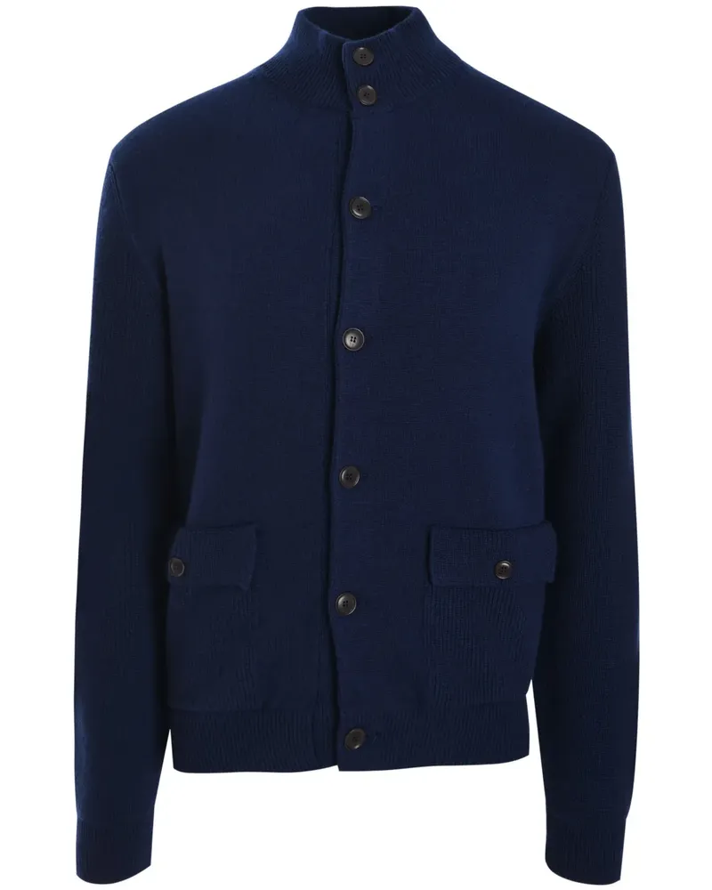 Luciano Barbera Cardigan mit Stehkragen - Blau Blau