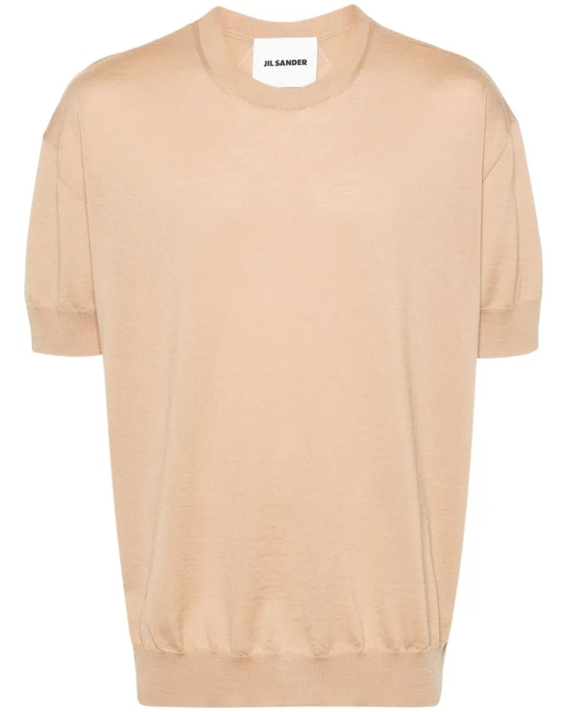 Jil Sander Wollpullover mit kurzen Ärmeln Nude